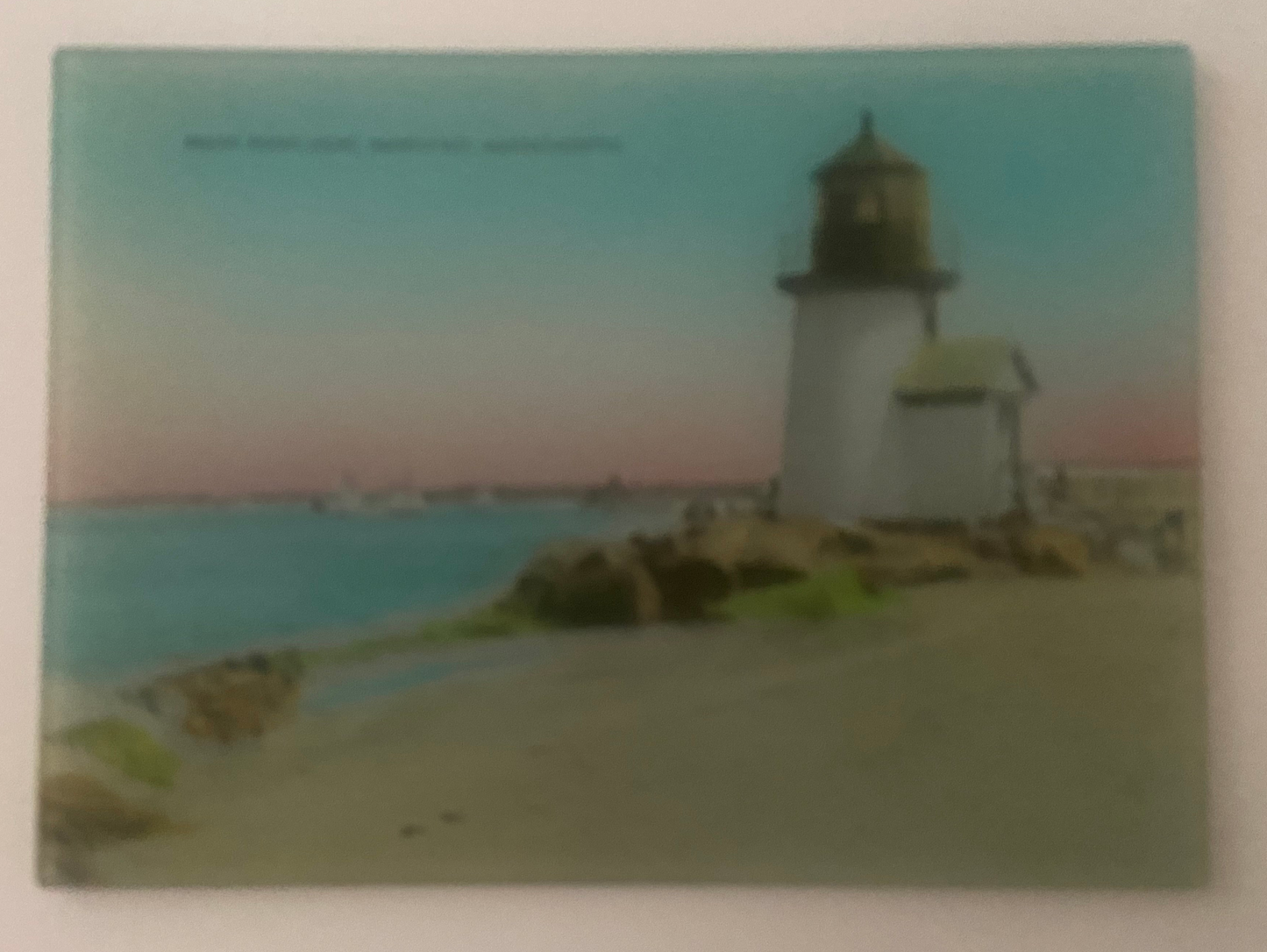 Colorful Brant Point Light Nantucket #3 Tempered Glass Cutting Board 11x16