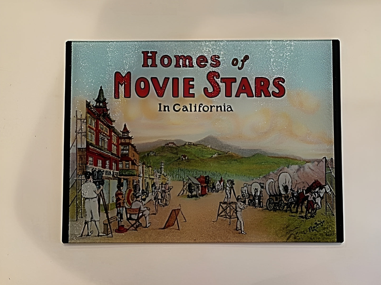 Early Hollywood Postcard As Tempered Glass Cutting Board