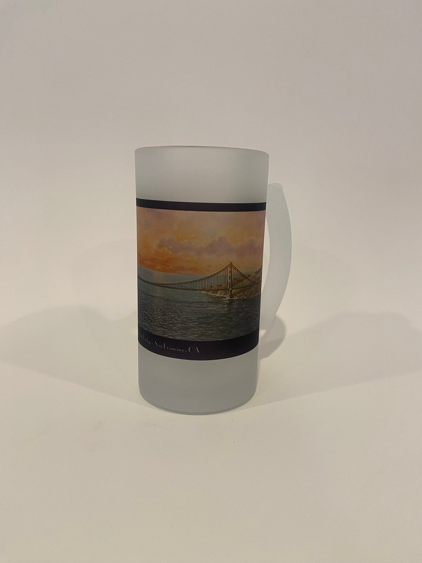 San Francisco's Golden Gate Bridge As A Colorful Frosted Glass Beer Mug