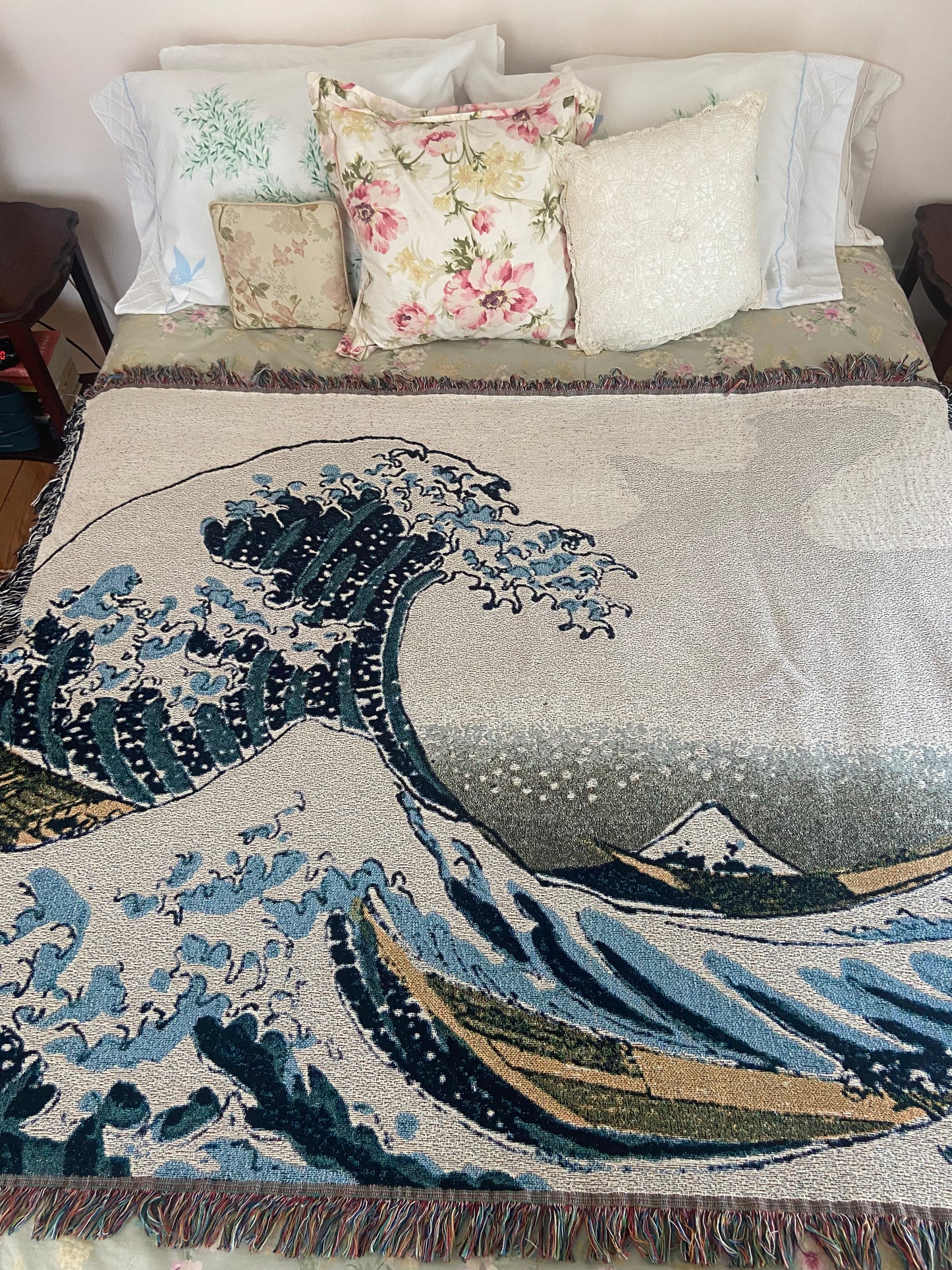 Jacquard Weave Throw Blanket of Great Wave off Kanagawa