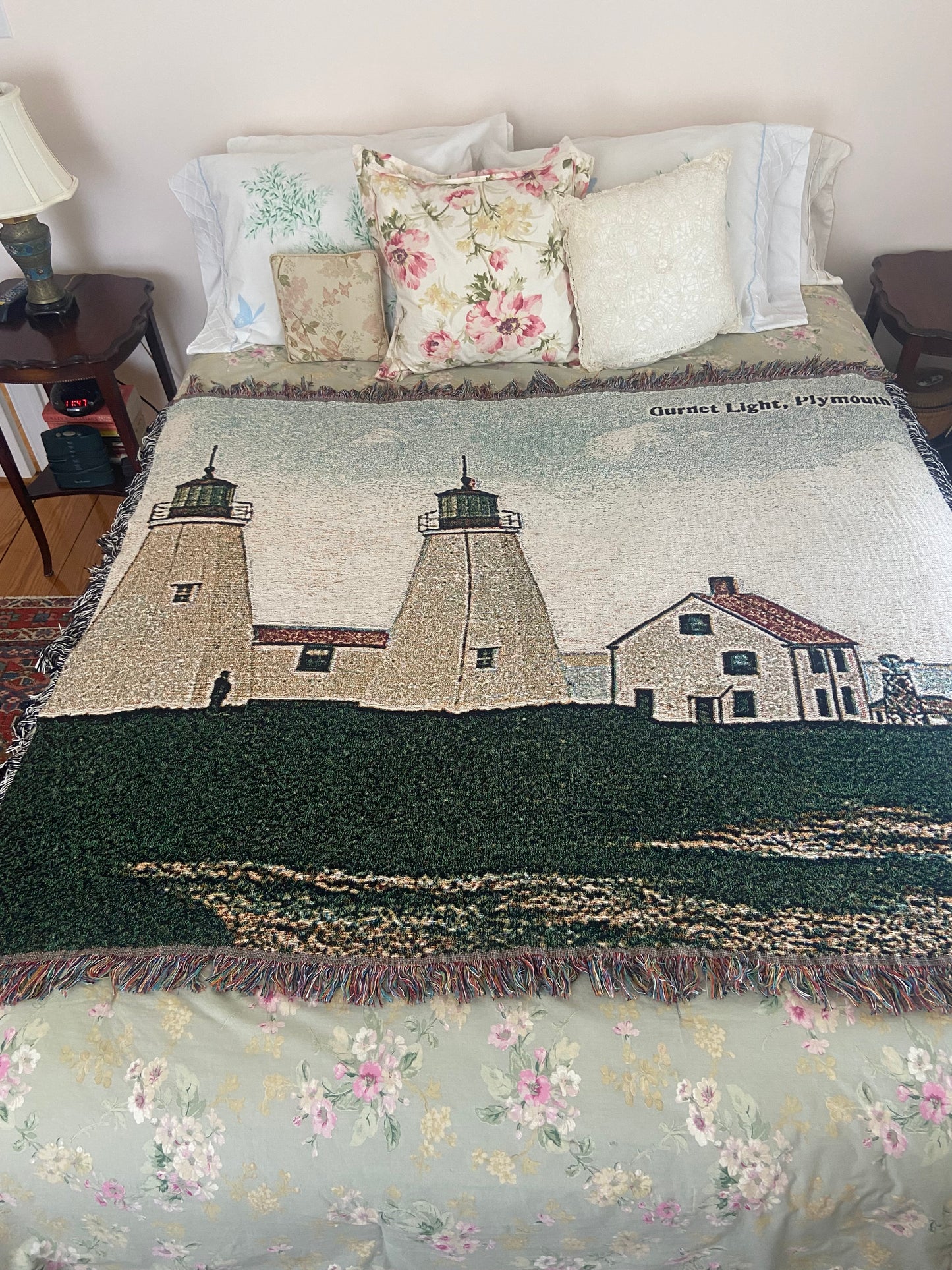 Jacquard Weave Throw Blanket of Gurnet Lights in Duxbury, MA