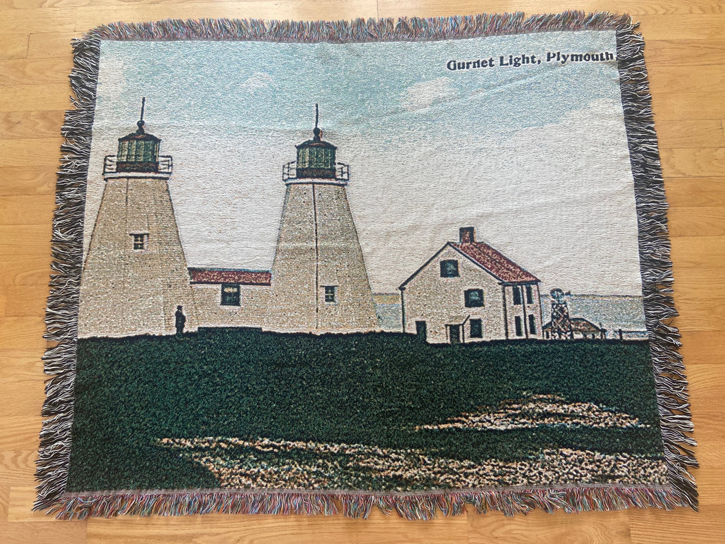 Jacquard Weave Throw Blanket of Gurnet Lights in Duxbury, MA