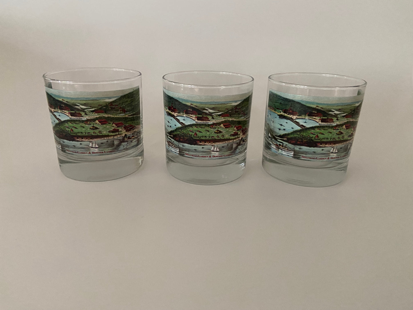 Colorful Rocks Glass Set Of Downer's Landing, Hingham, MA - Circa 1890