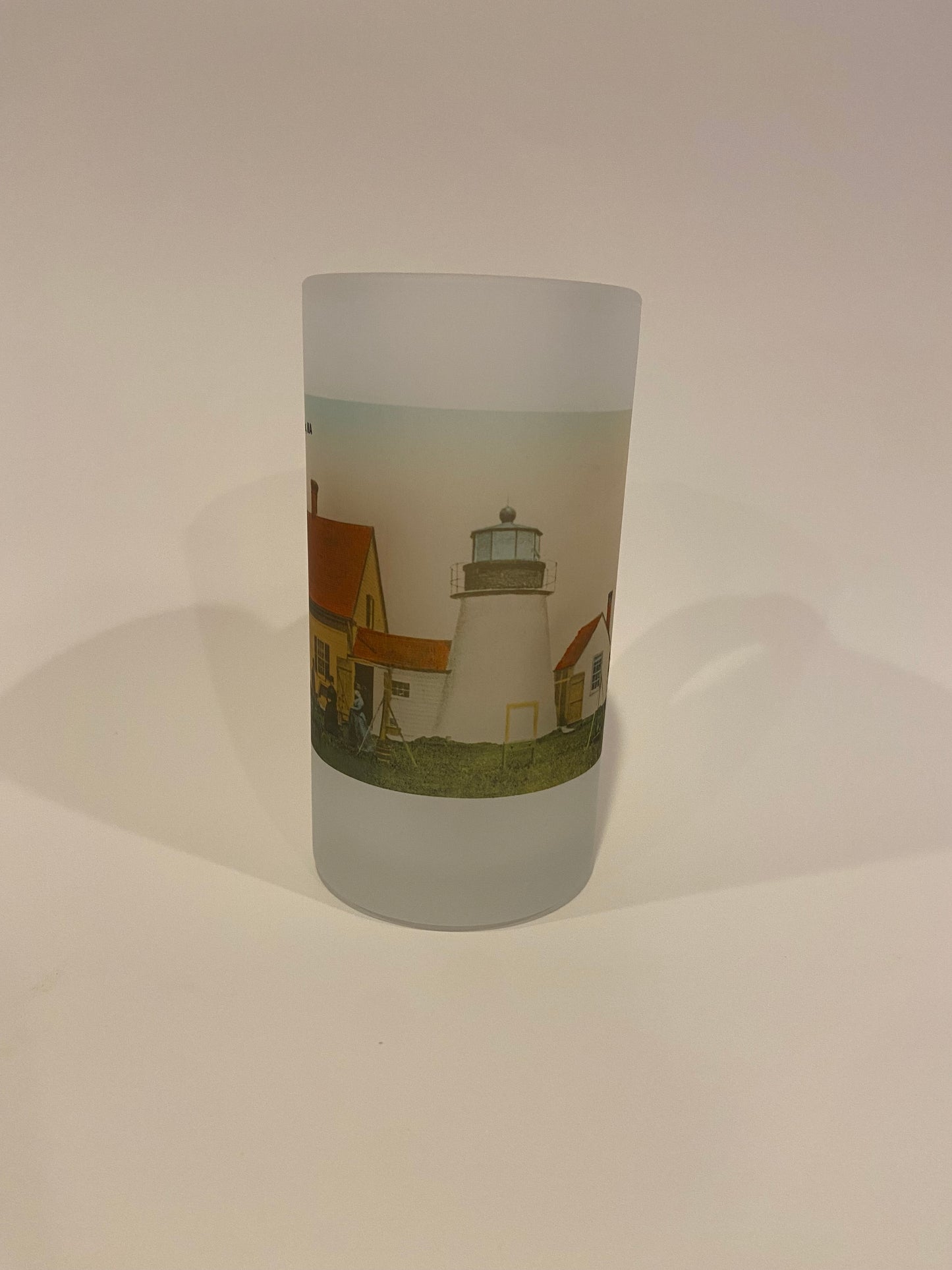 Hyannis Light on Cape Cod - Circa 1920 As Colorful Frosted Glass Beer Mug