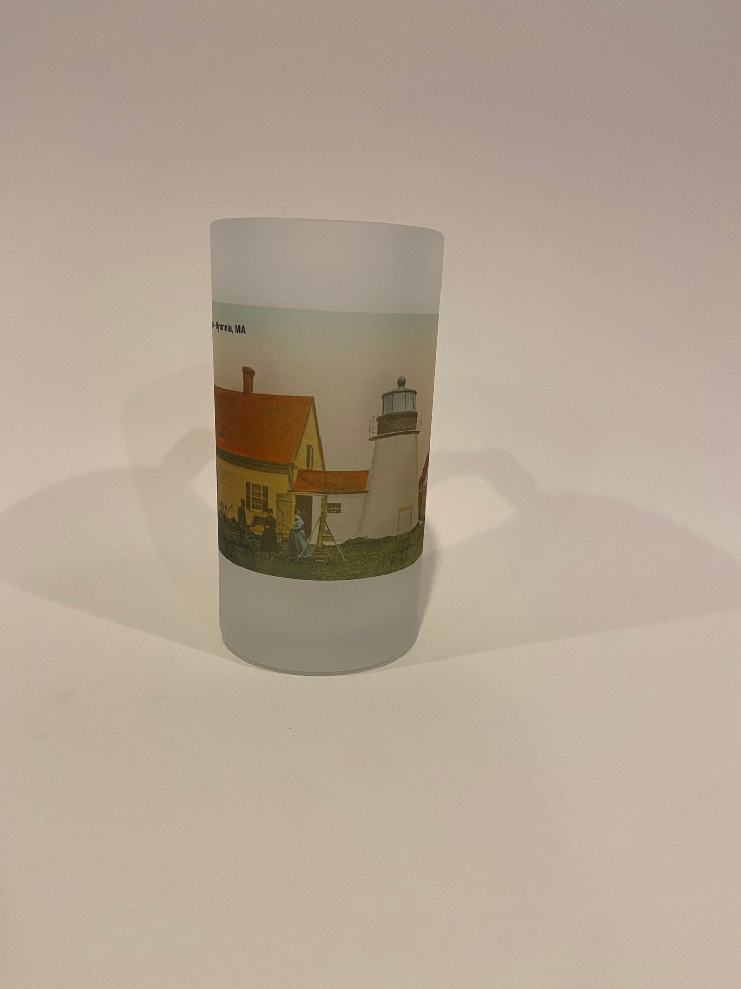 Hyannis Light on Cape Cod - Circa 1920 As Colorful Frosted Glass Beer Mug