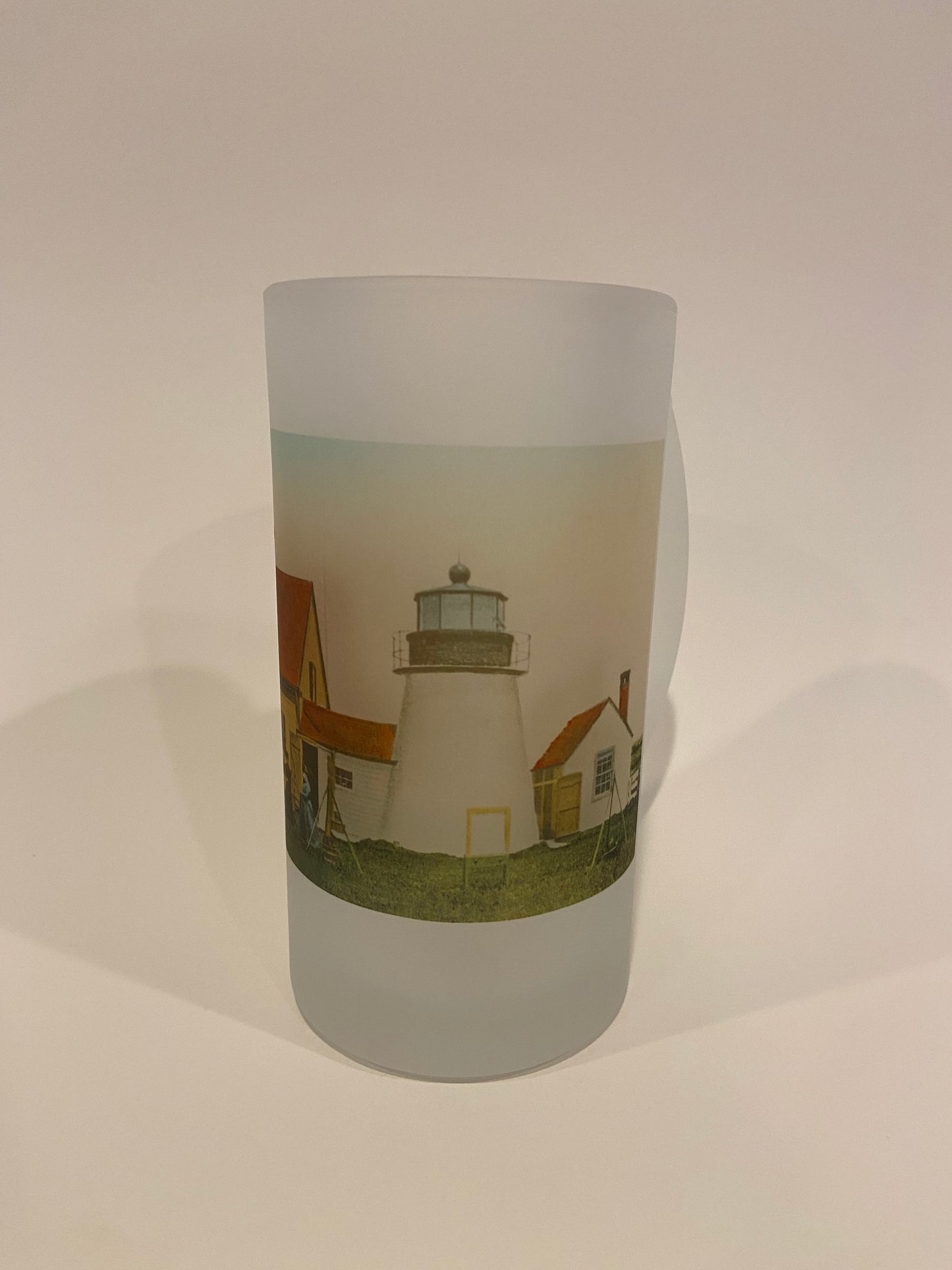 Hyannis Light on Cape Cod - Circa 1920 As Colorful Frosted Glass Beer Mug