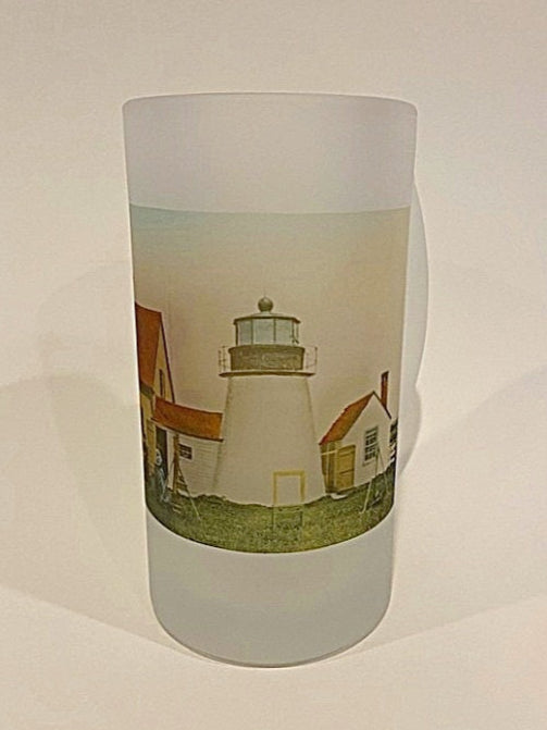 Hyannis Light on Cape Cod - Circa 1920 As Colorful Frosted Glass Beer Mug