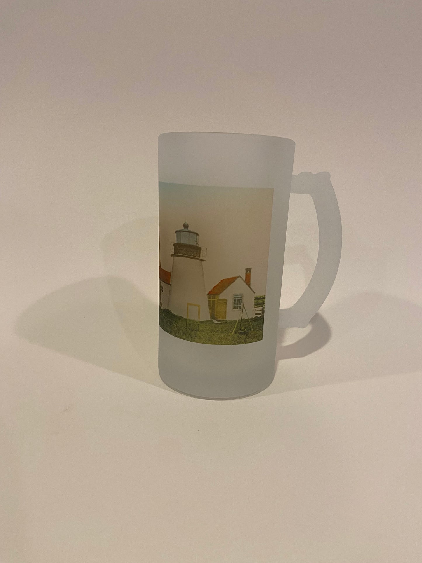 Hyannis Light on Cape Cod - Circa 1920 As Colorful Frosted Glass Beer Mug