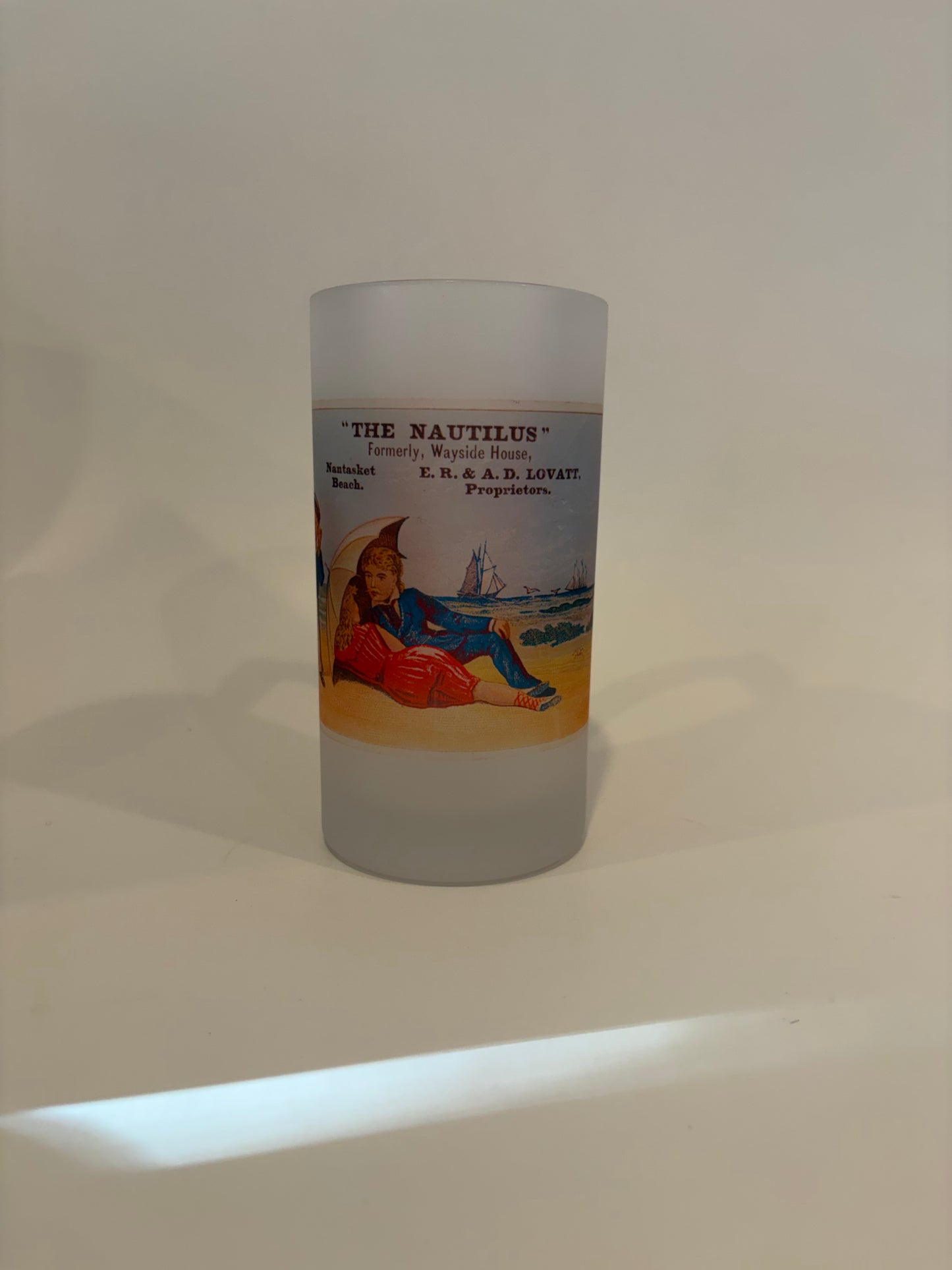 Colorful Frosted Glass Beer Mug Of The Hotel Nautilus In Nantasket Beach #1