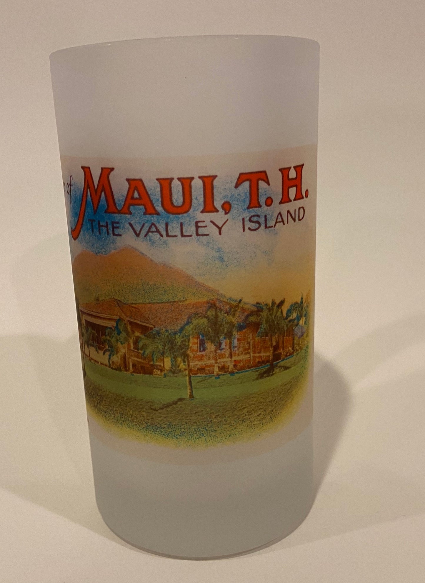Colorful Frosted Glass Beer Mug of Maui Hawaii