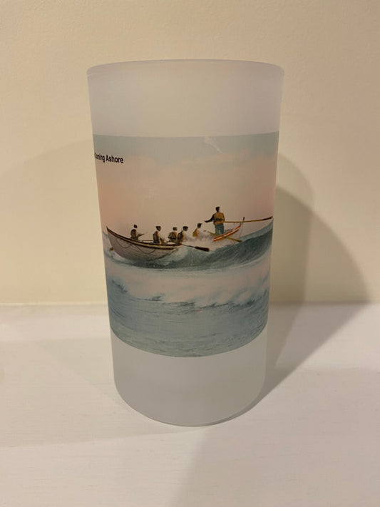 Life-Saving Crew Coming Ashore As A Frosted Glass Beer Mug