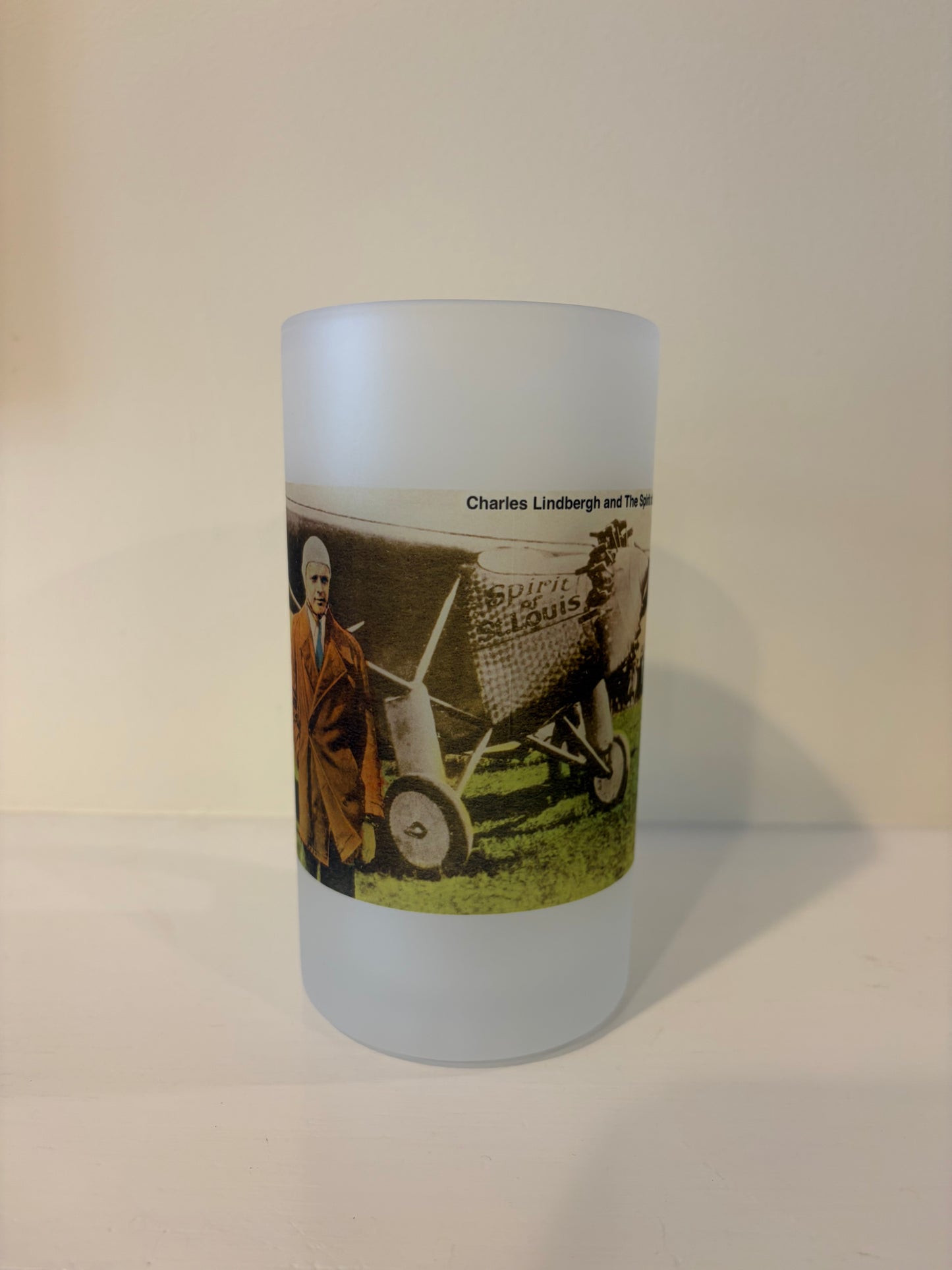 Charles Lindbergh And Spirit of St Louis Frosted Glass Mug