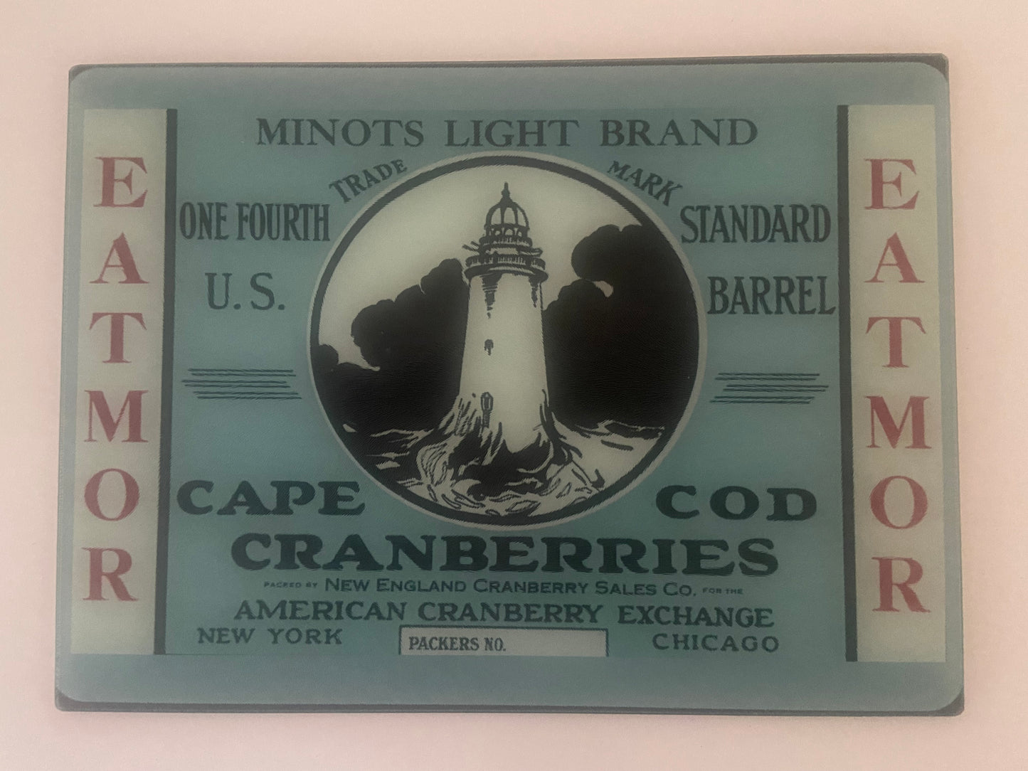 Colorful Minot Light Cranberry Crate Label As Tempered Glass Cutting Board