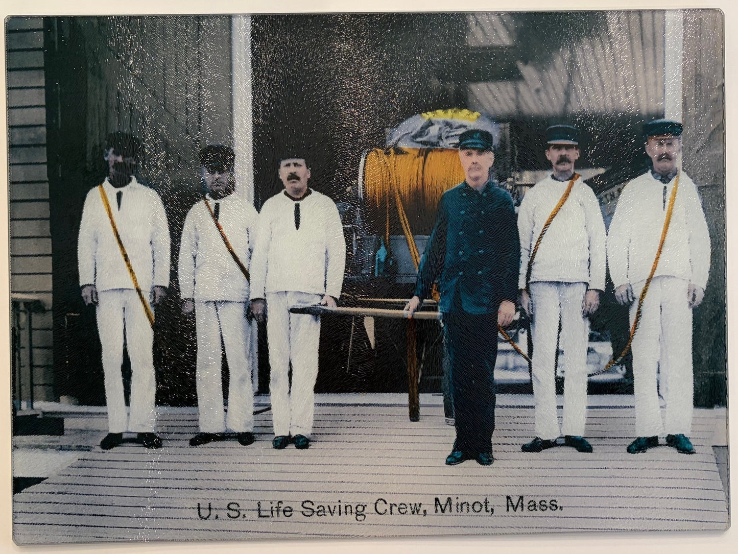 Crew of USLS Station North Scituate, MA As A Tempered Glass Cutting Board