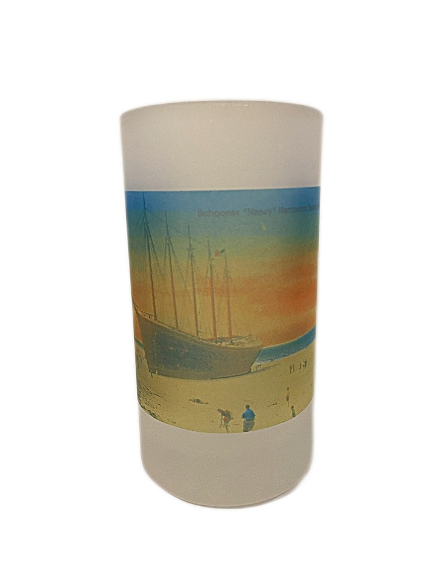 Nantasket Beach Shipwreck "Nancy On The Sands" Frosted Glass Beer Mug