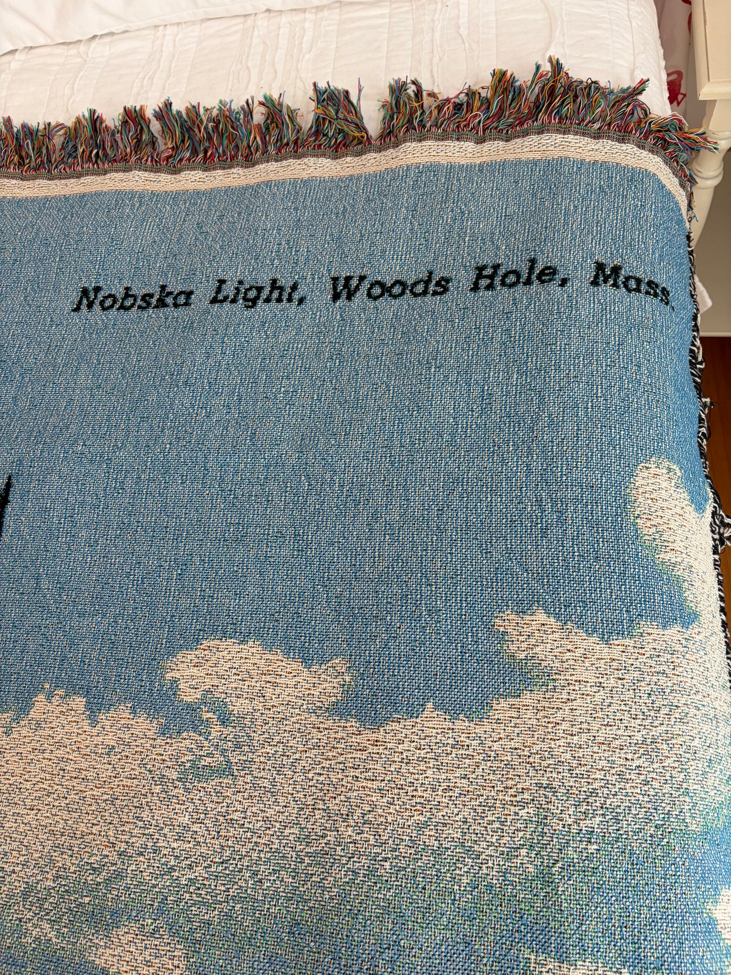 Jacquard Weave Throw Blanket of Nobska Light on Cape Cod
