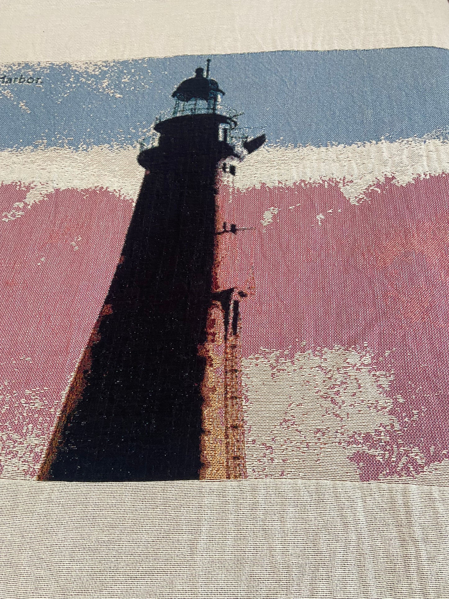Jacquard Weave Cotton Throw Blanket of Minot's Light Against A Pink Sky