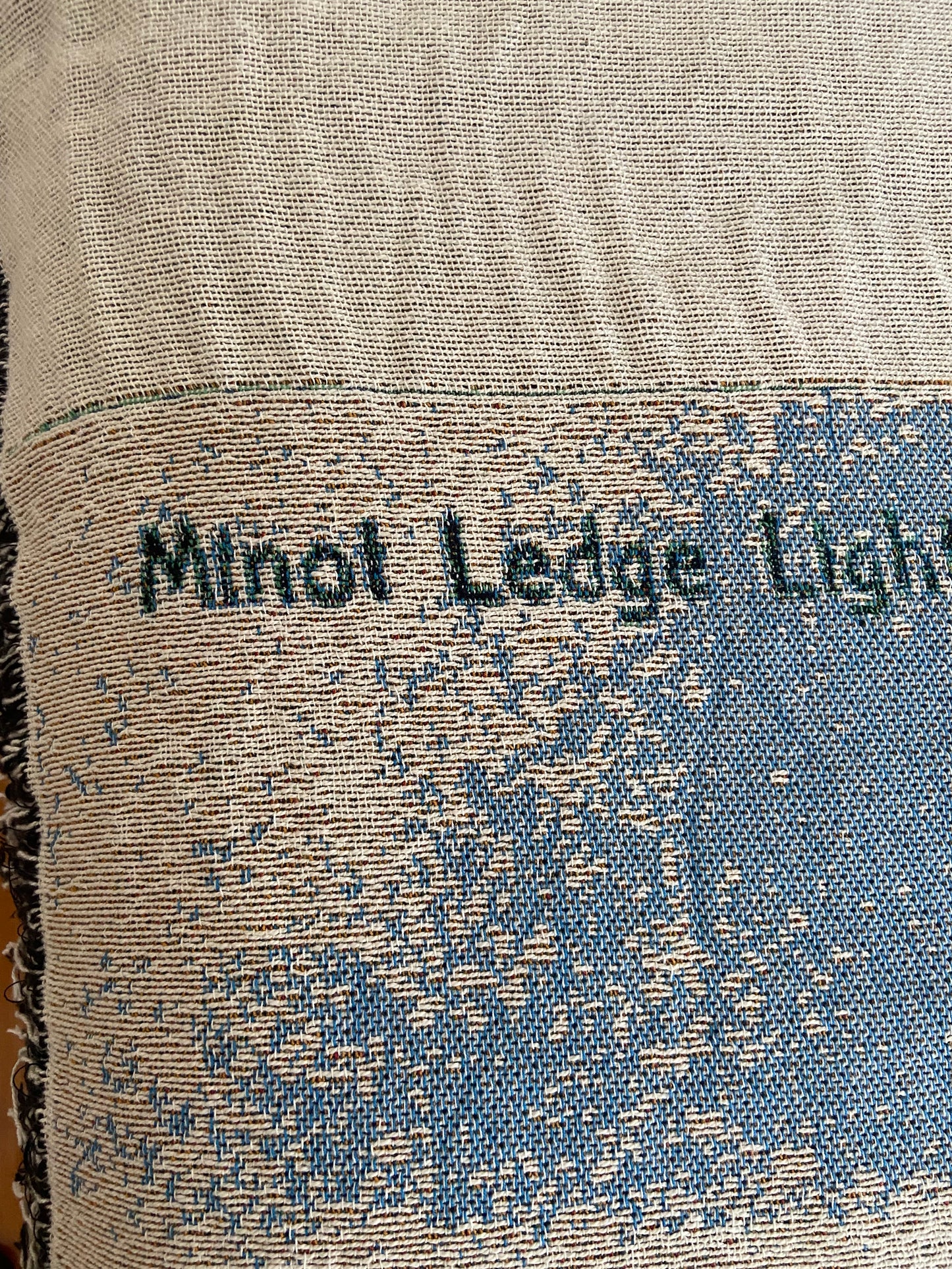 Jacquard Weave Cotton Throw Blanket of Minot's Light Against A Pink Sky