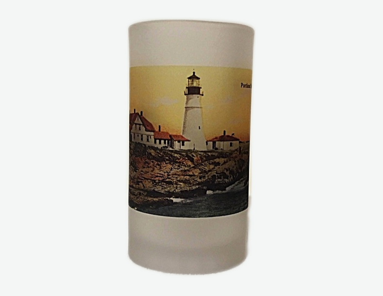 Colorful Frosted Glass Mug of Portland Head Light