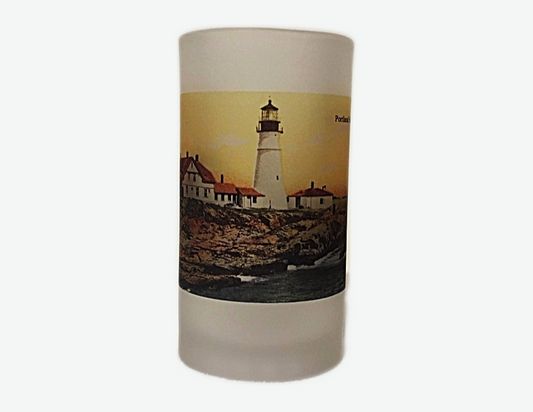 Colorful Frosted Glass Mug of Portland Head Light