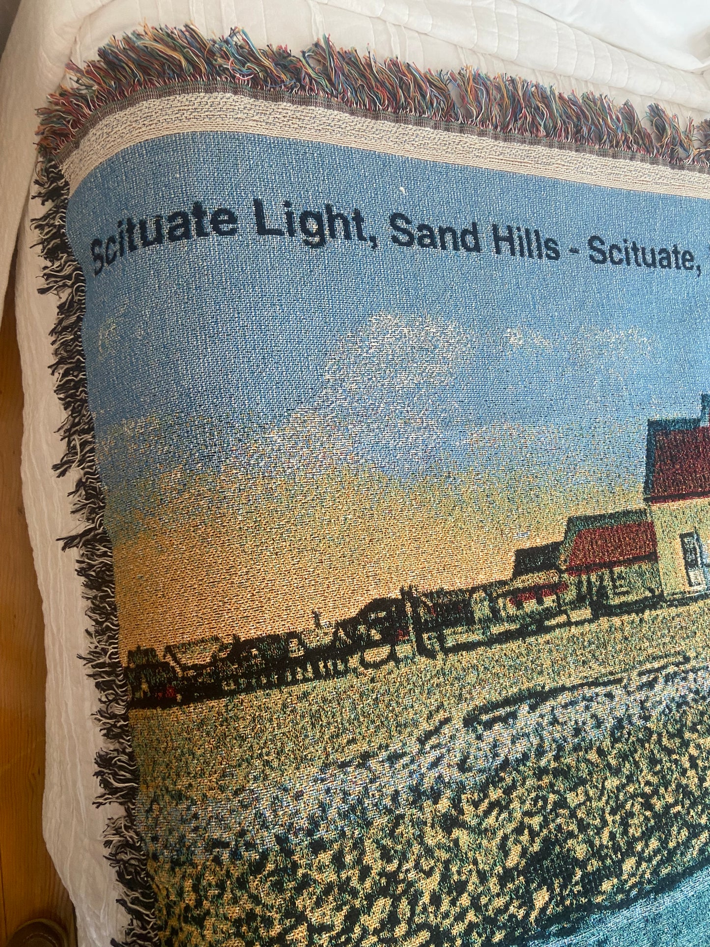 Jacquard Weave Cotton Throw Blanket Of Scituate Light - Style 2