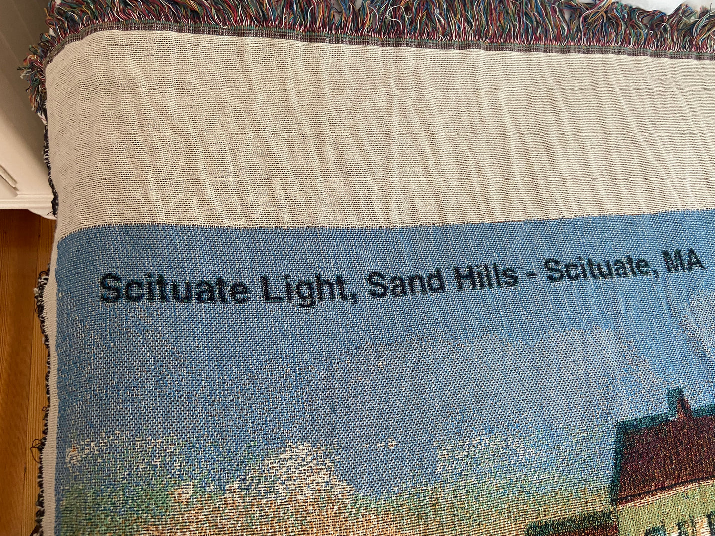 Jacquard Weave Cotton Throw Blanket of Scituate Light