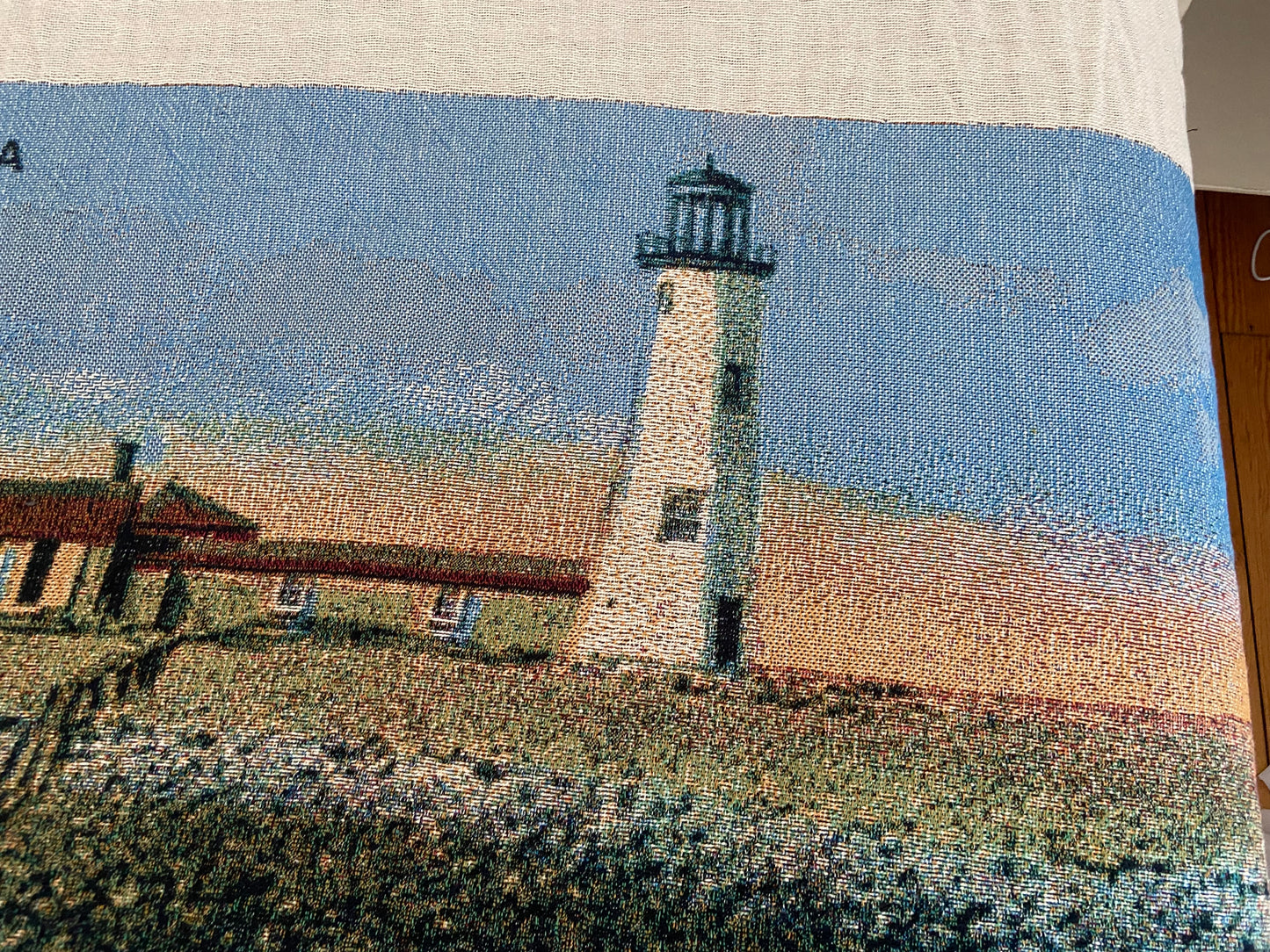 Jacquard Weave Cotton Throw Blanket of Scituate Light