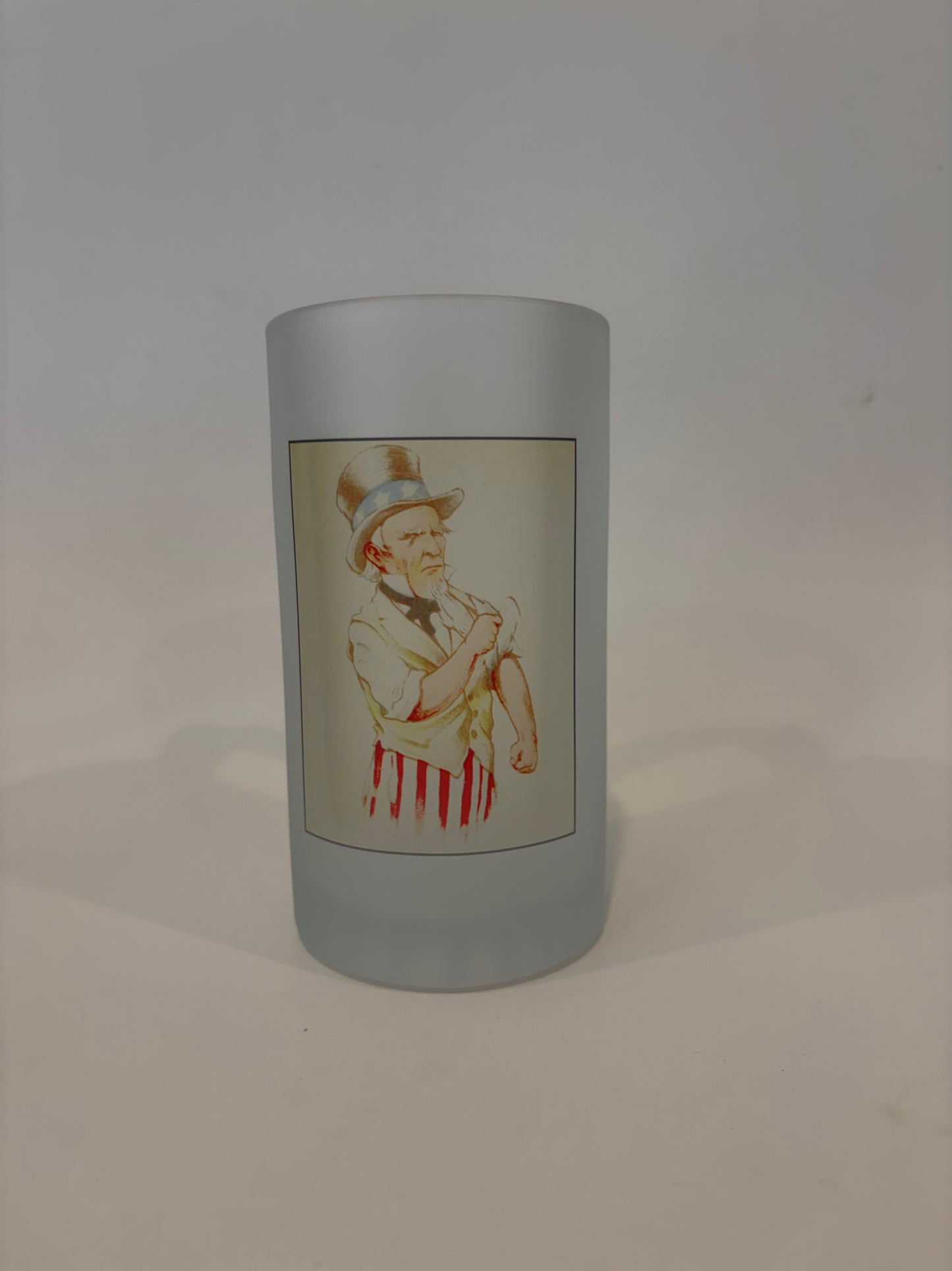 Uncle Sam Frosted Glass Beer Mug