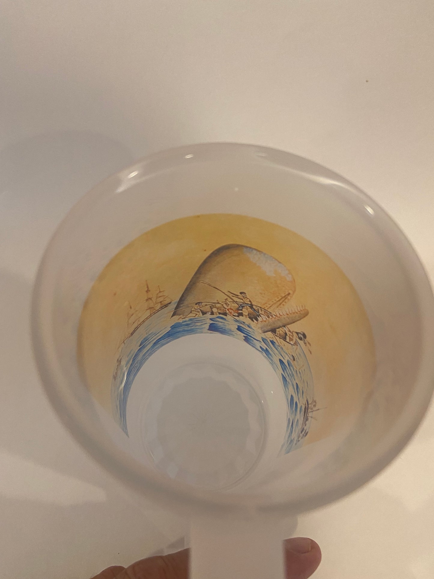 Colorful Frosted Glass Beer Mug Of Whale Destroying Whale Boat