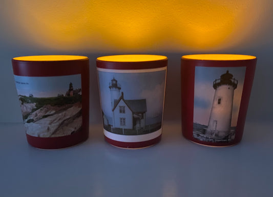 Set of 3 Martha's Vineyard Lighthouse Tea Light / Votive Candle Holders