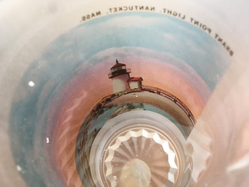 Colorful Frosted Glass Mug of Brant Point Light in Nantucket - That Fabled Shore Home Decor