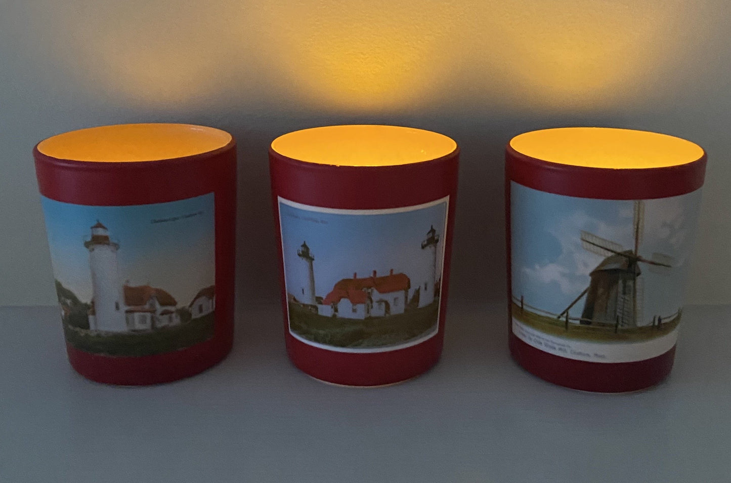 Set of 3 Chatham MA Glass Tea Light Candle Holders