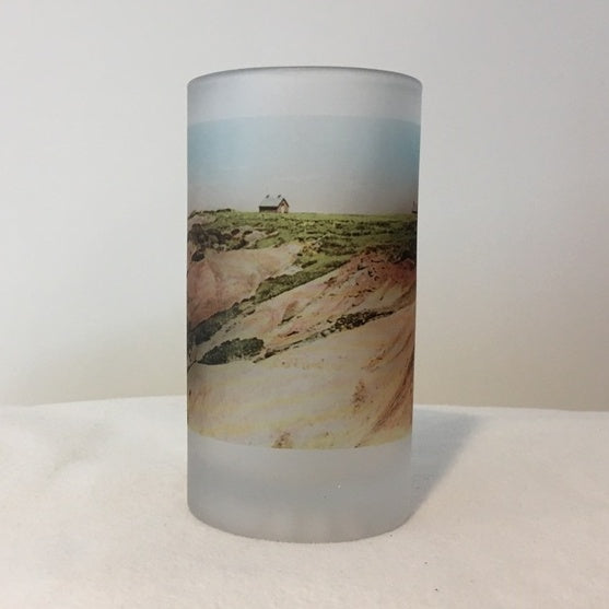 Colorful Frosted Glass Mug of Gay Head Light in Aquinnah, MA - That Fabled Shore Home Decor