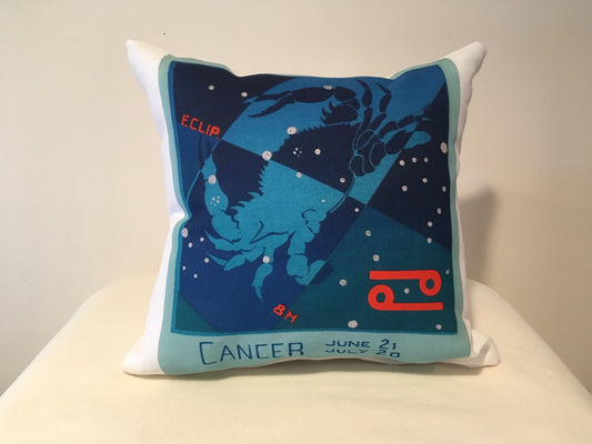 Art Deco Zodiac Pillow - Cancer - That Fabled Shore Home Decor