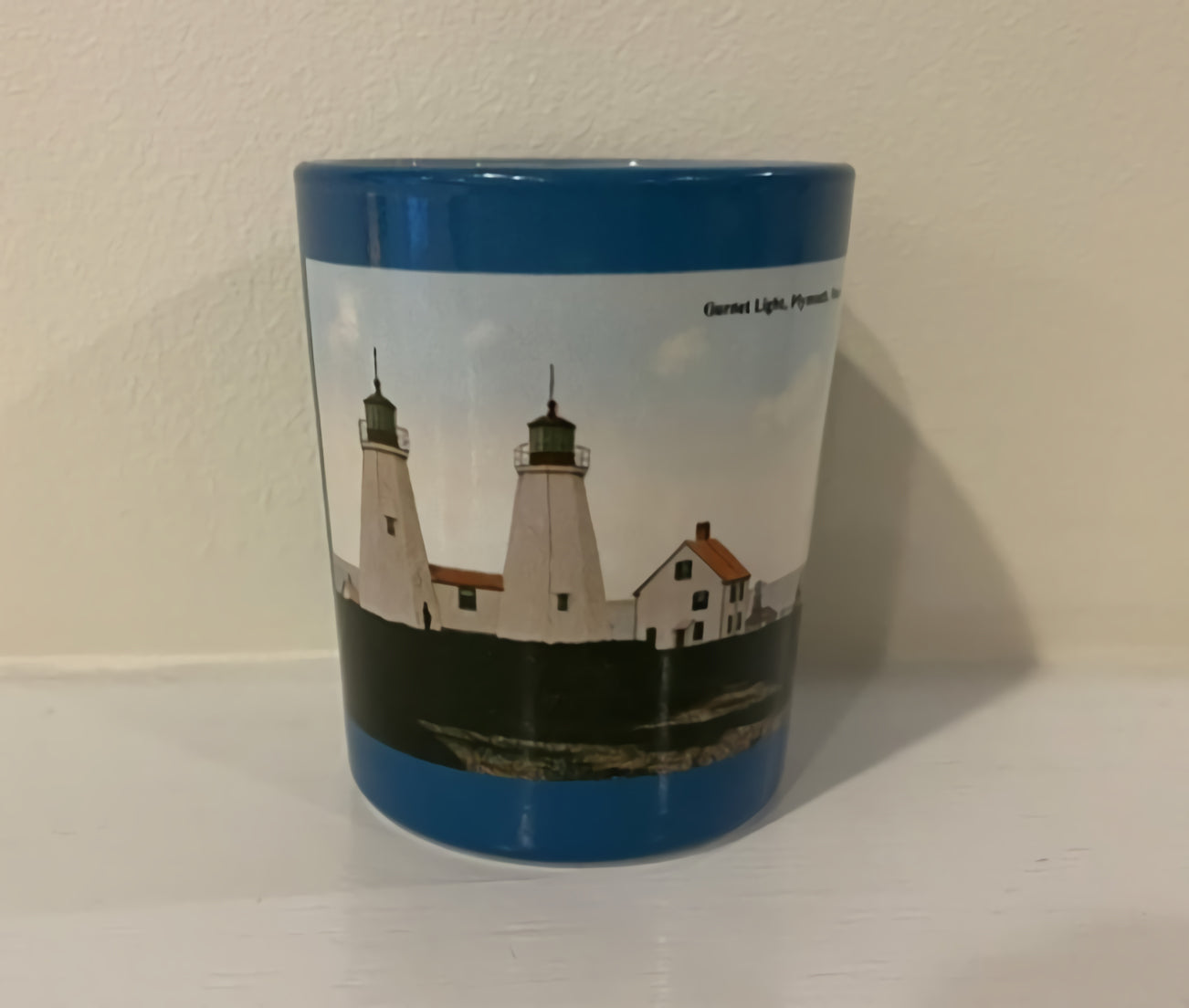 Duxbury MA Twin Lights of The Gurnet As A Colorful Votive Candle Holder