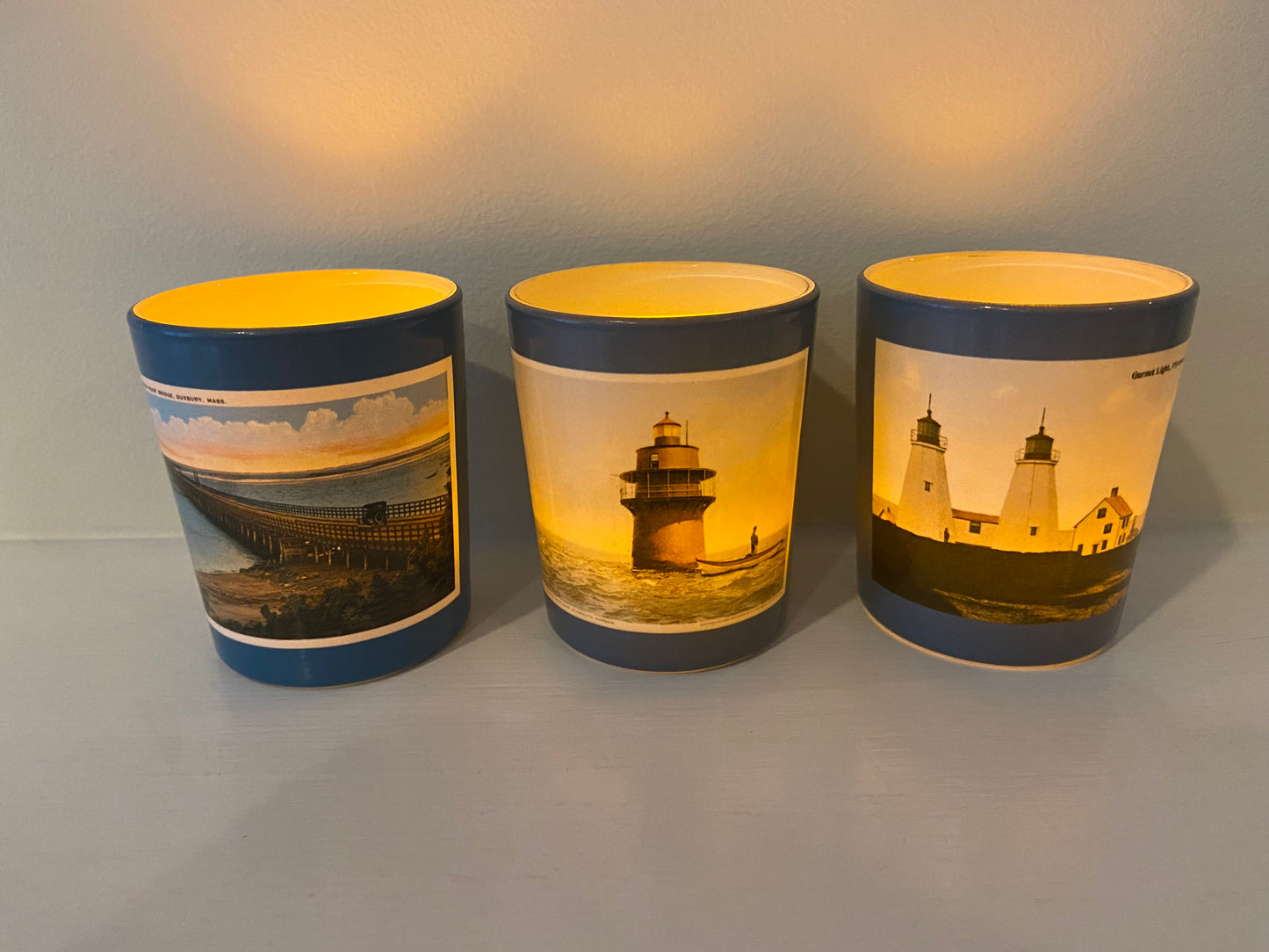 Twin Lights of The Gurnet Off Duxbury, MA As A Glass Votive