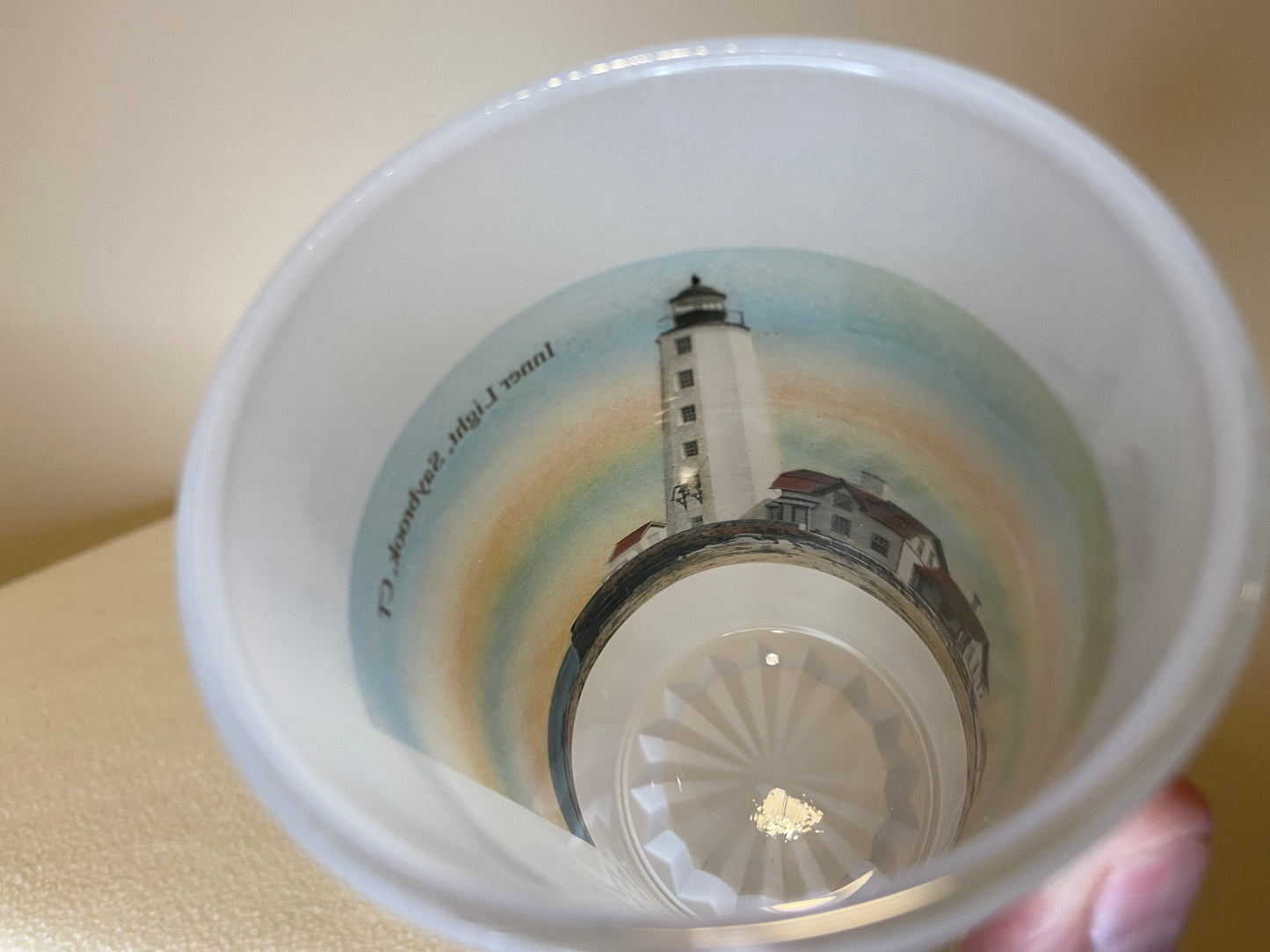 Colorful Frosted Glass Beer Mug of Saybrook, Connecticut's Inner Light.