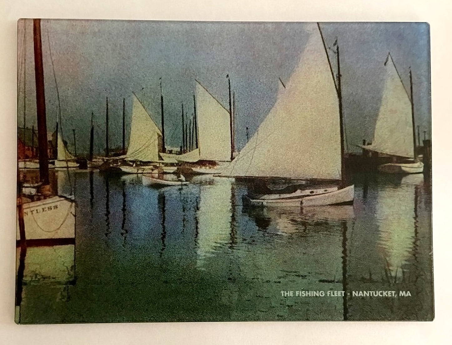 Nantucket's Fishing Fleet - Circa 1910 As A Colorful Tempered Glass Cutting Board