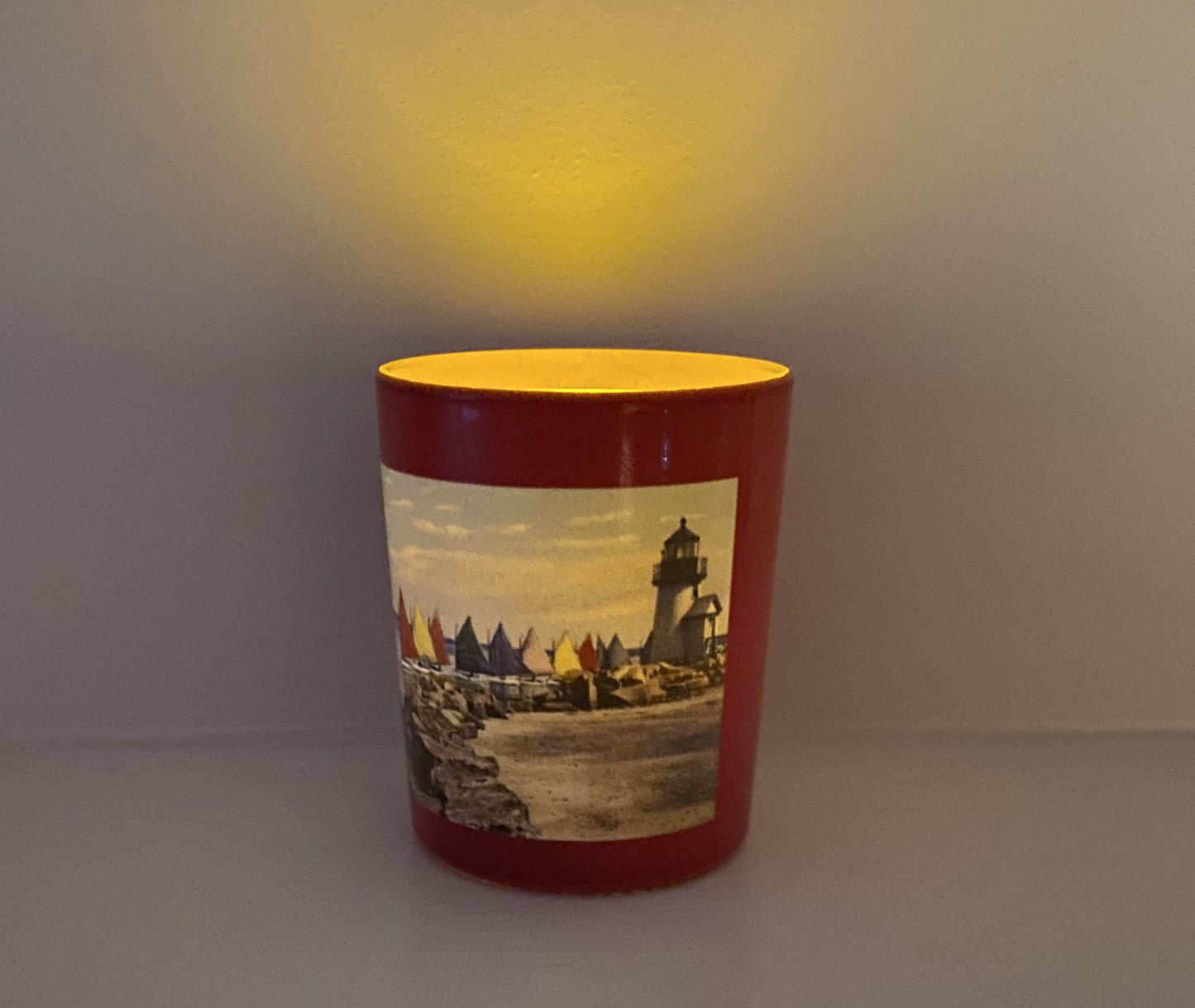 Set of 3 Nantucket Lighthouse Glass Tea Light Candle Holders