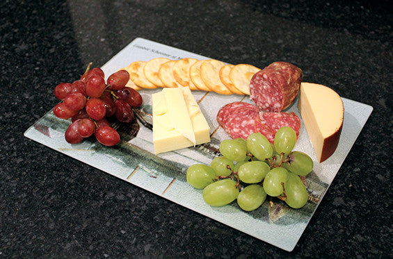 Scituate - Lumber Schooner at Mill Wharf Glass Cutting Board - That Fabled Shore Home Decor