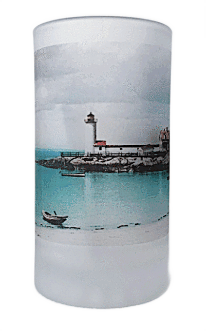 Colorful Frosted Glass Mug of Annisquam Light in Gloucester, MA