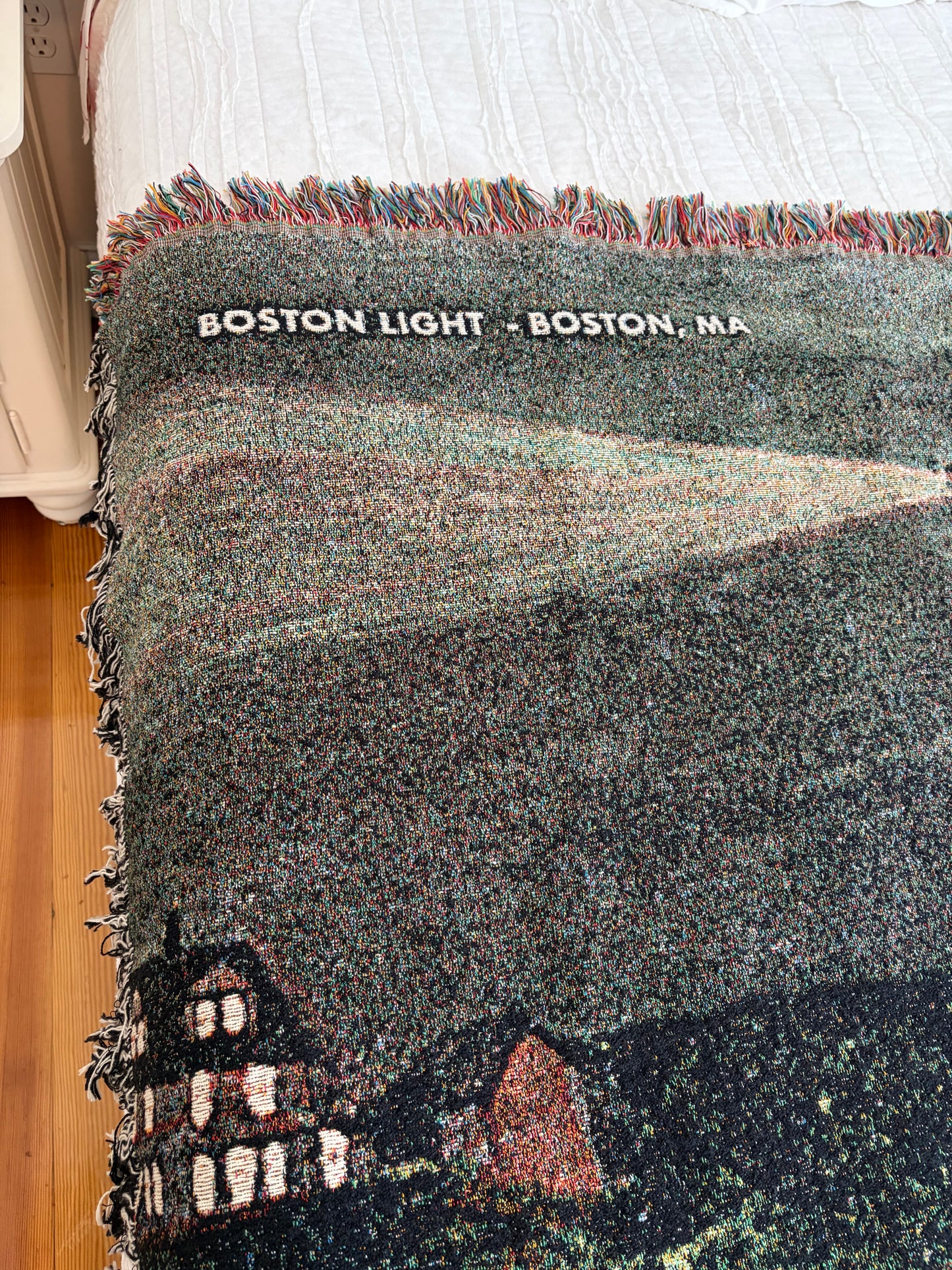Jacquard Weave Throw Blanket of Boston Light At Night