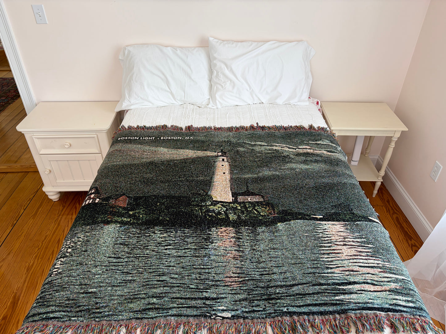 Jacquard Weave Throw Blanket of Boston Light At Night
