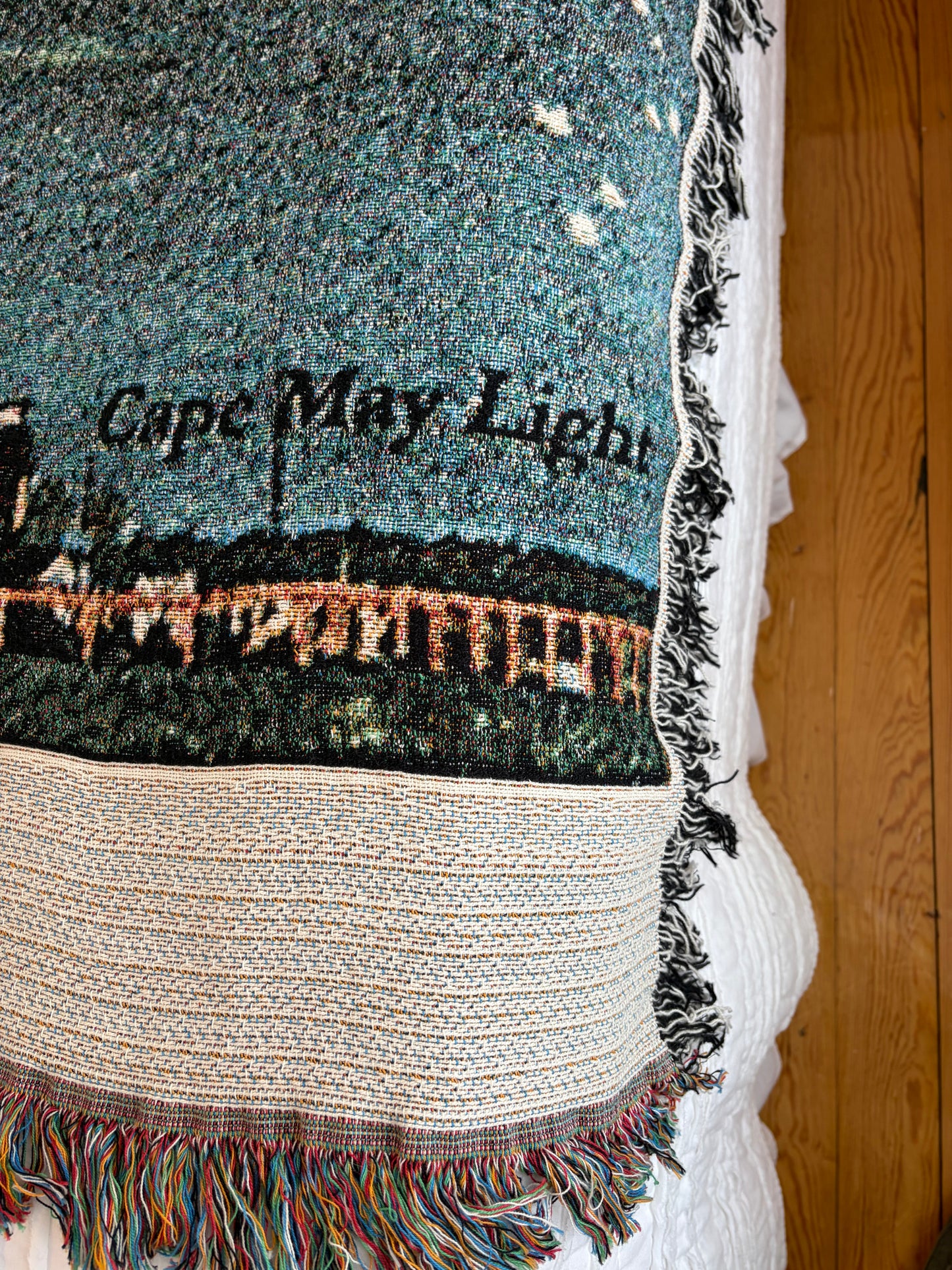 Jacquard Weave Throw Blanket of Cape May Light At Night
