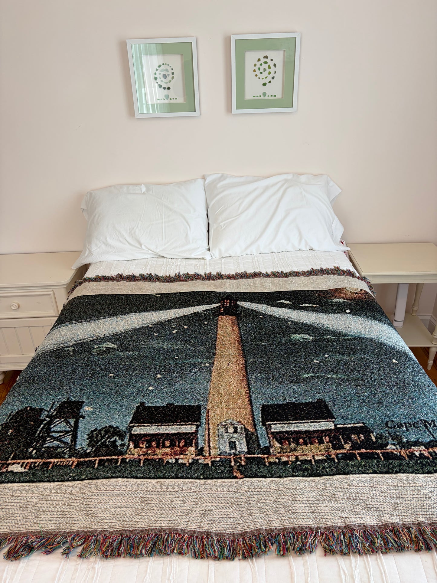 Jacquard Weave Throw Blanket of Cape May Light At Night