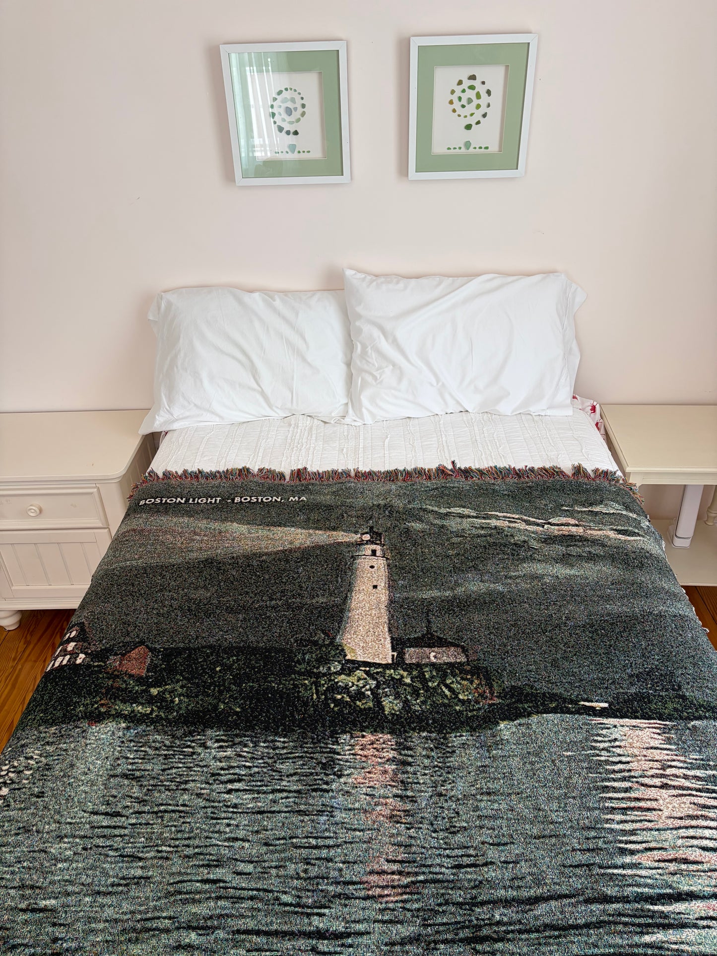 Jacquard Weave Throw Blanket of Boston Light At Night
