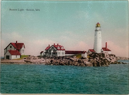 Colorful And Historic Boston Light Captured In A Colorful Tempered Glass Cutting Board In 2 Sizes