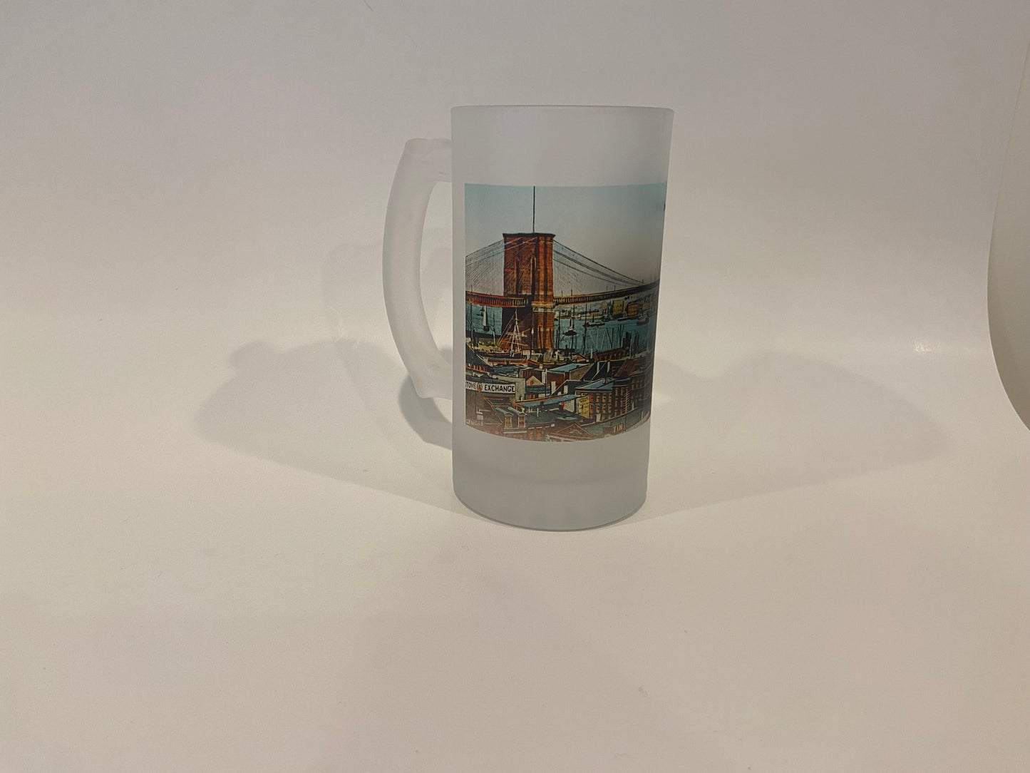 Colorful Brooklyn Bridge Frosted Glass Mug