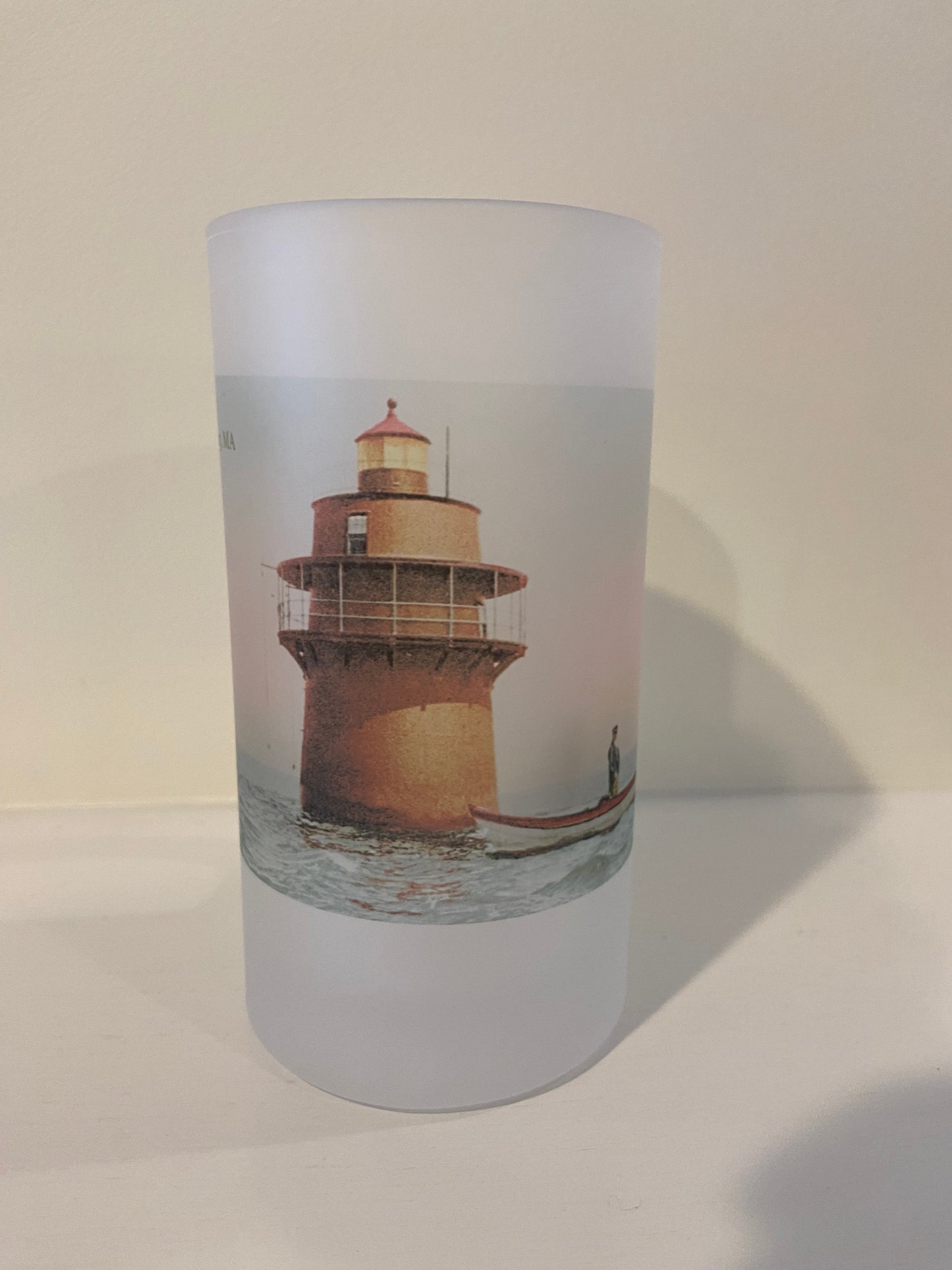 Colorful Frosted Glass Beer Mug of Duxbury's Bug Light - Circa 1900