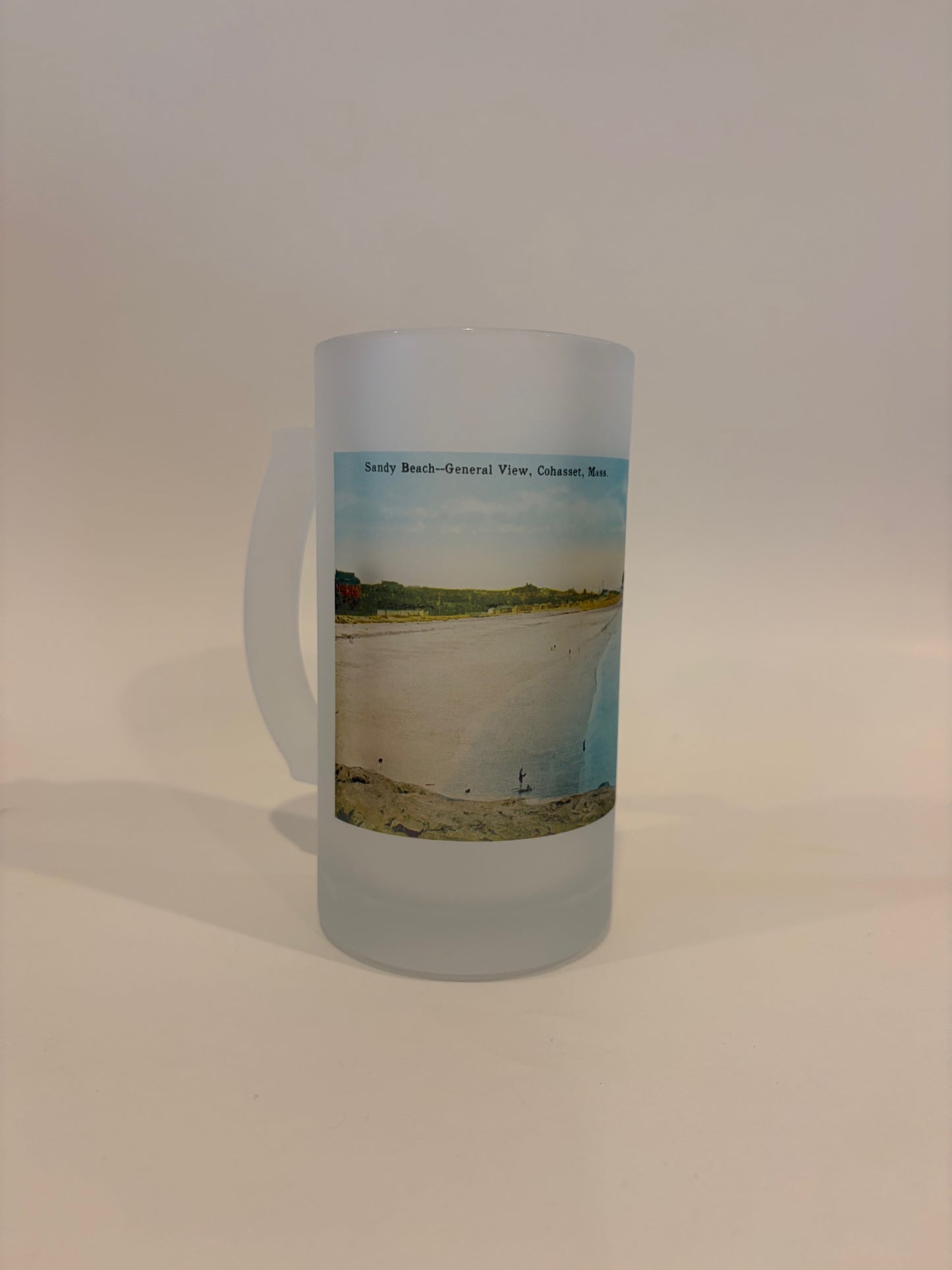 Colorful Frosted Glass Beer Mug of Cohasset's Sandy Beach